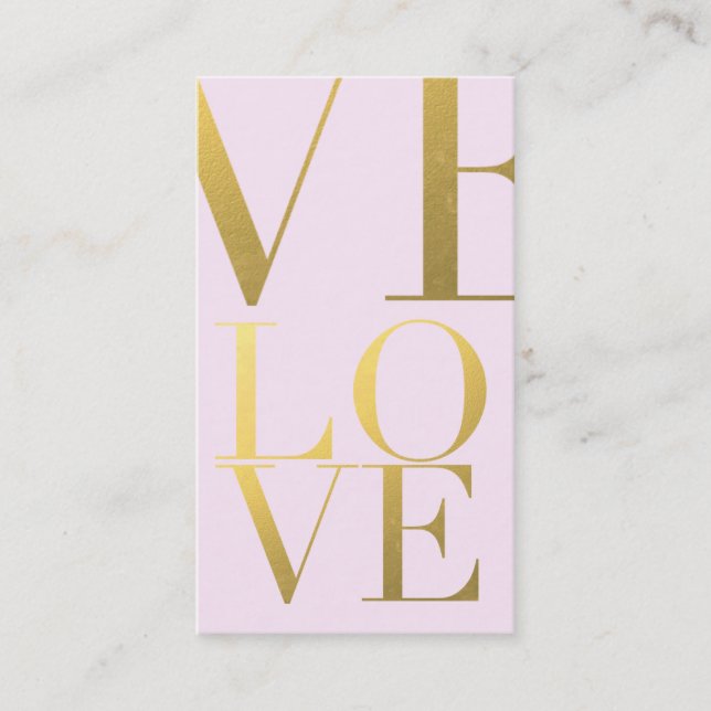 Faux Gold Foil Love Pink Business Card (Front)