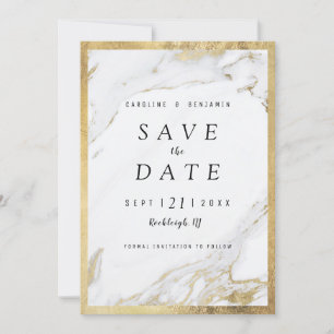 Faux gold foil marble luxury modern save the date