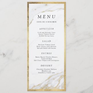 Faux gold foil marble luxury modern wedding menu