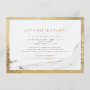 Faux gold foil marble modern wedding accommodation enclosure card