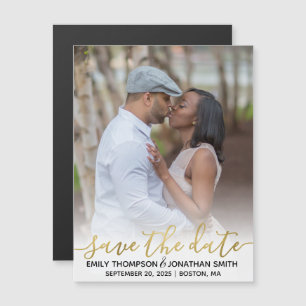 Faux Gold Foil Mariage photo Magnet Réservez la da