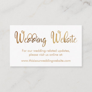 Faux Gold Foil, Mariage Site Web Carte d'insertion
