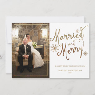 Faux Gold Foil MARRIED AND MERRY 2015 Holiday