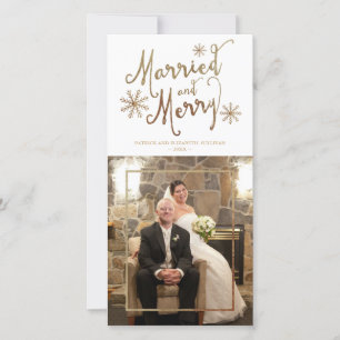 Faux Gold Foil MARRIED AND MERRY 2015 Holiday Card