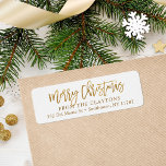 Faux Gold Foil Merry Christmas Return Address<br><div class="desc">Custom printed return address labels to coordinate with our Merriest holiday collection. This elegant design features hand-lettered script Merry Christmas typography in faux gold foil. Personalize it with your name and return address or other custom text. Use the design tools to choose any background colour, change the text fonts and...</div>