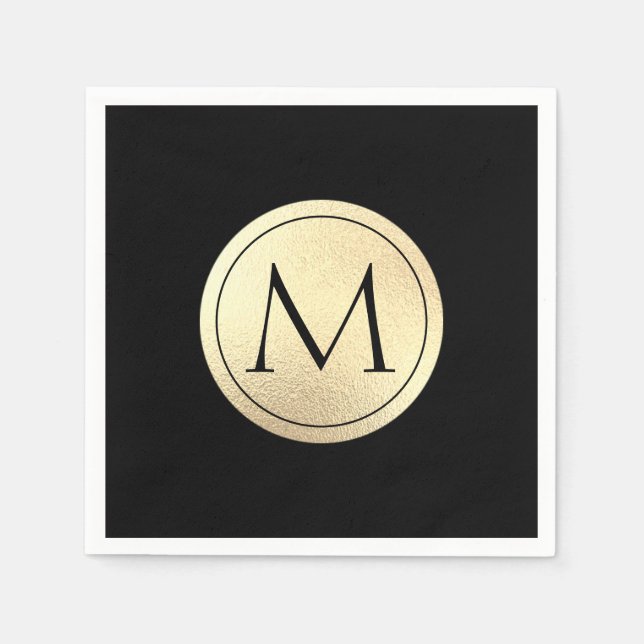 Faux Gold Foil Monogram Napkins (Front)
