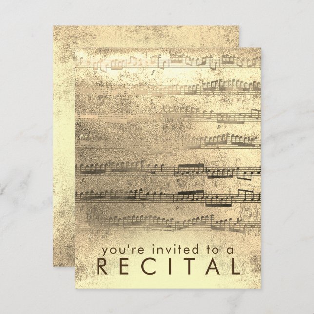 FAUX gold foil music recital Invitation (Front/Back)