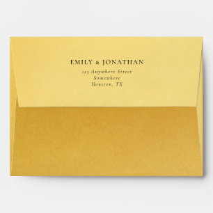 Faux Gold Foil Name Return Address Wedding Envelope