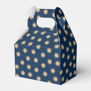 Faux Gold Foil & Navy Blue Stars Pattern Favor Box