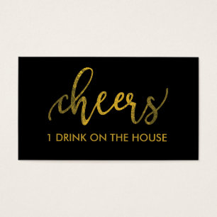 Faux Gold Foil New Year - Cheers Drink Ticket/Pass