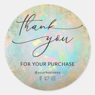 faux gold foil opal thank you classic round sticker