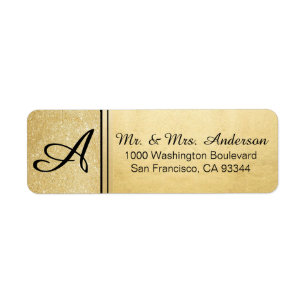 Faux Gold Foil Parties scintillant Monogramme Adre
