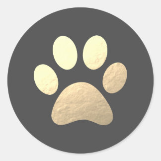 Faux Gold Foil Paw Print Classic Round Sticker