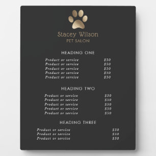 Faux Gold Foil Paw Print Logo And Charcoal Plaque