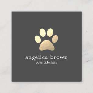 Faux Gold Foil Paw Print  Square Business Card