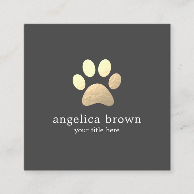 Faux Gold Foil Paw Print  Square Business Card (Front)