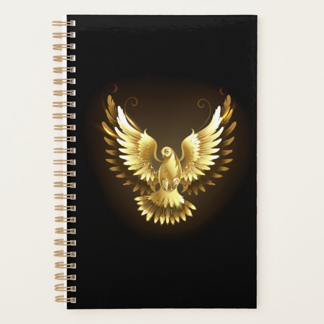 Faux Gold Foil Peace Dove en noir (Devant)