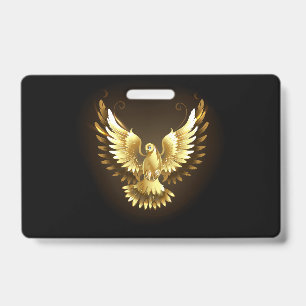 Faux Gold Foil Peace Dove on Black Badge