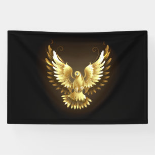 Faux Gold Foil Peace Dove on Black Banner