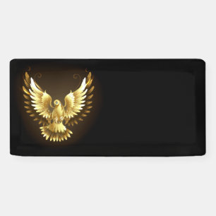 Faux Gold Foil Peace Dove on Black Banner