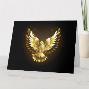 Faux Gold Foil Peace Dove on Black Card