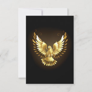 Faux Gold Foil Peace Dove on Black Card