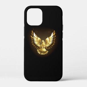 Faux Gold Foil Peace Dove on Black iPhone 12 Mini Case