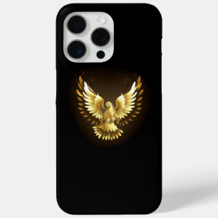 Faux Gold Foil Peace Dove on Black iPhone 15 Pro Max Case