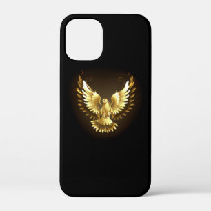 Faux Gold Foil Peace Dove on Black iPhone 12 Mini Case