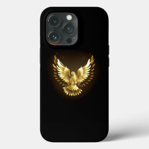 Faux Gold Foil Peace Dove on Black iPhone 13 Pro Case