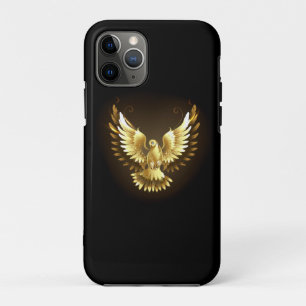 Faux Gold Foil Peace Dove on Black iPhone 11 Pro Case