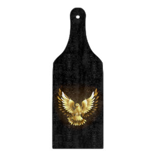 Faux Gold Foil Peace Dove on Black Cutting Board