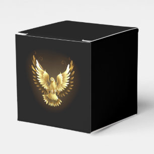 Faux Gold Foil Peace Dove on Black Favor Box