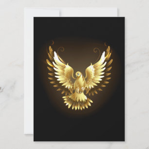 Faux Gold Foil Peace Dove on Black Invitation