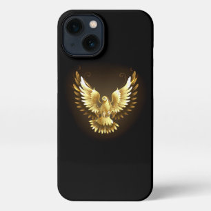 Faux Gold Foil Peace Dove on Black iPhone 13 Case