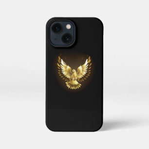 Faux Gold Foil Peace Dove on Black iPhone 13 Mini Case