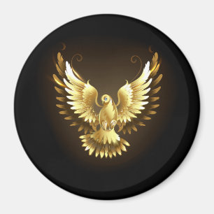 Faux Gold Foil Peace Dove on Black Magnet
