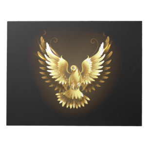 Faux Gold Foil Peace Dove on Black Notepad