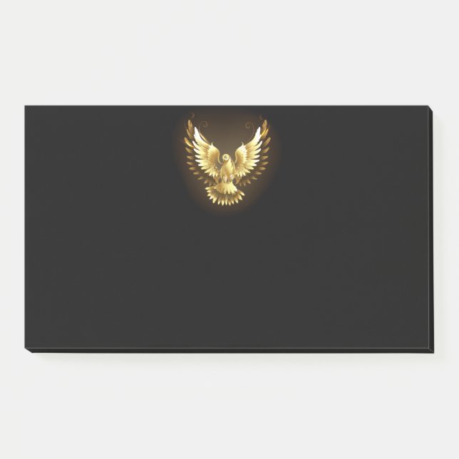 Faux Gold Foil Peace Dove on Black Post-it Notes (Front)