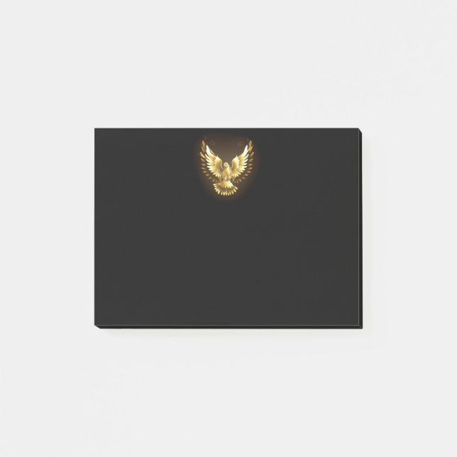 Faux Gold Foil Peace Dove on Black Post-it Notes (Front)