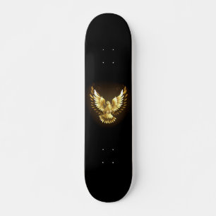 Faux Gold Foil Peace Dove on Black Skateboard