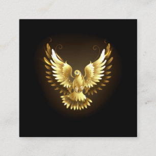 Faux Gold Foil Peace Dove on Black Square Business Card