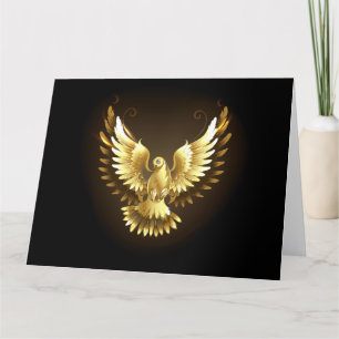 Faux Gold Foil Peace Dove on Black Thank You Card