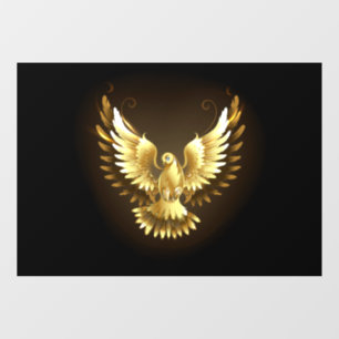 Faux Gold Foil Peace Dove on Black Window Cling