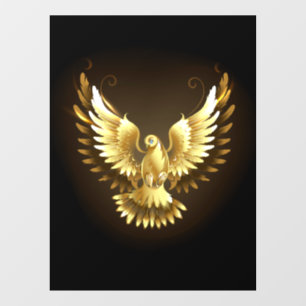 Faux Gold Foil Peace Dove on Black Window Cling