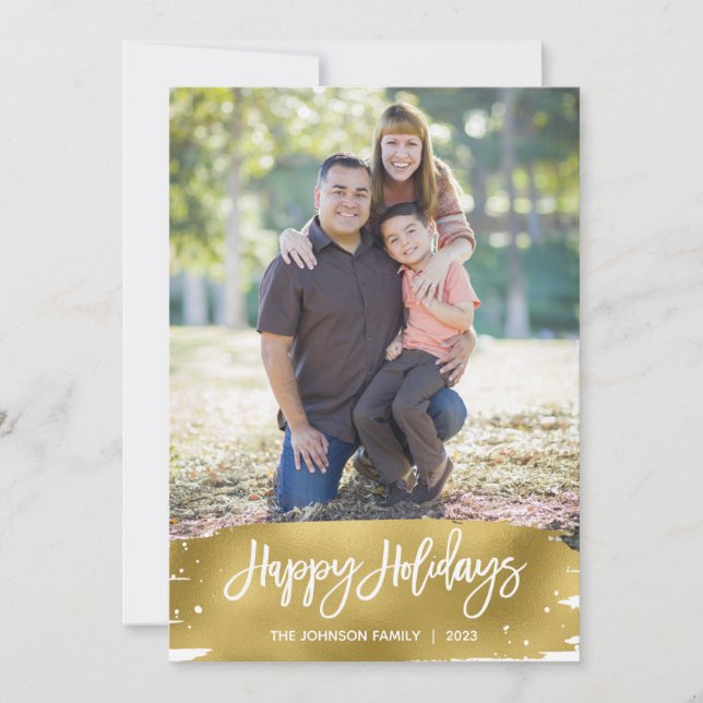 Faux Gold Foil Photo Carte de fin de année One Pic (Devant)