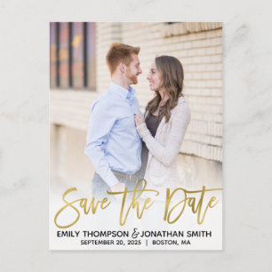 Faux Gold Foil Photo Enregistrer La Date Carte Pos