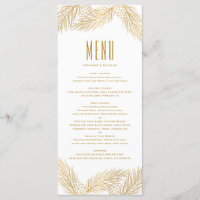 Faux Gold Foil Pine Cones & Pine Needles Menu Card