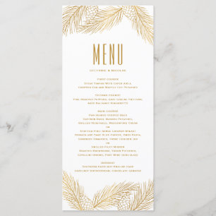 Faux Gold Foil Pine Cones & Pine Needles Menu Card