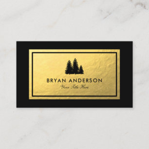 Faux Gold Foil - Pine Trees Logo Business Card